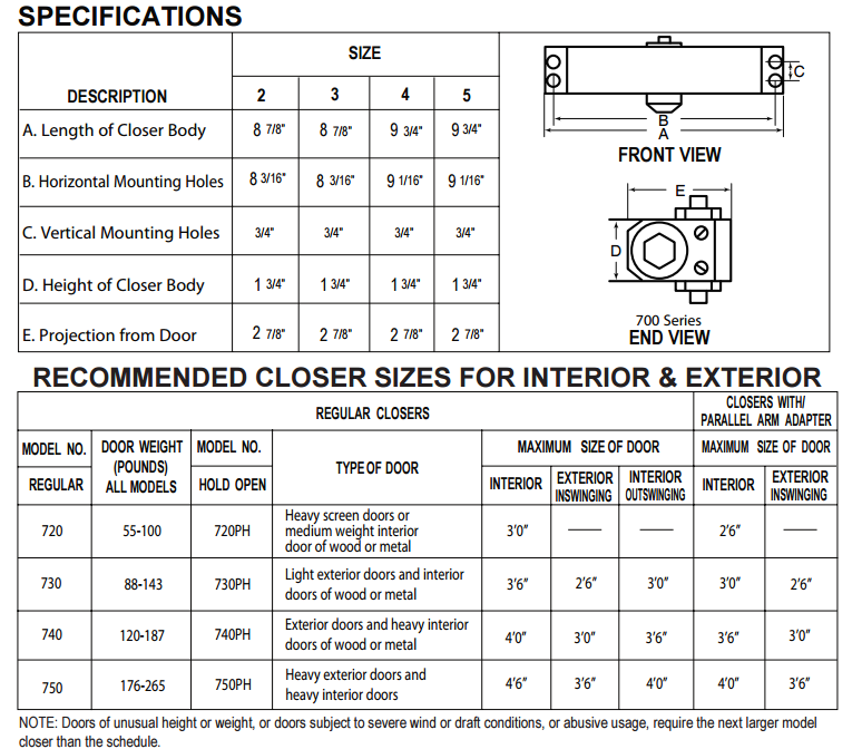 Details about   Cal-Royal Commercial Door Closer 700 Series Aluminum 720 Model Duro Bronze NEW 